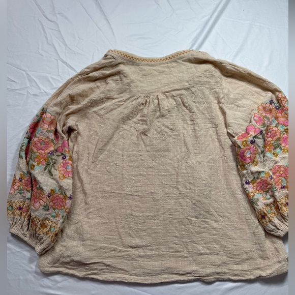 Entro Beige Textured Fabric Top featuring beautiful embroidery - Picture 4 of 4